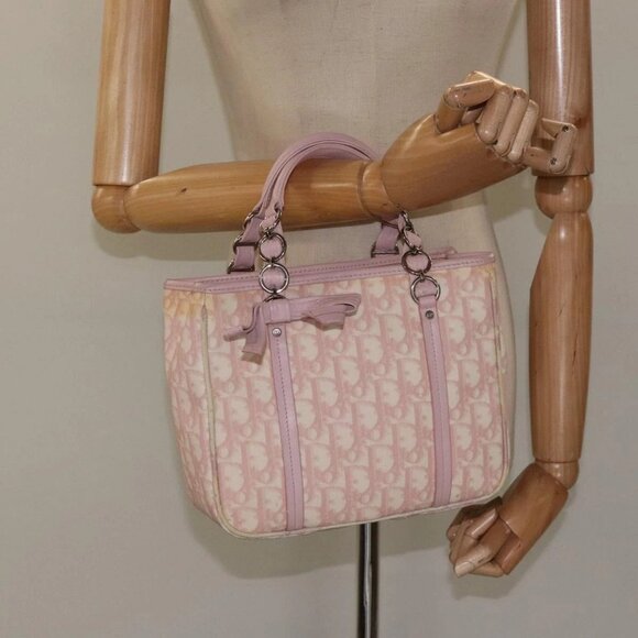 Christian Dior Trotter Canvas Romantic Chain Bag PVC Pink Silver Auth - Picture 14 of 16